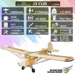 DW Models J3 Cub Balsa Kit 1.8M (inc Motor- ESC- PROP) -Radio Controlled Model Shop 4868d098bd