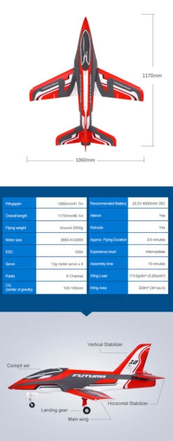 FMS FUTURA V3 80MM EDF JET PNP VERSION WITH REFLEX V2 SYSTEM RC AIRCRAFT -Radio Controlled Model Shop image3 10